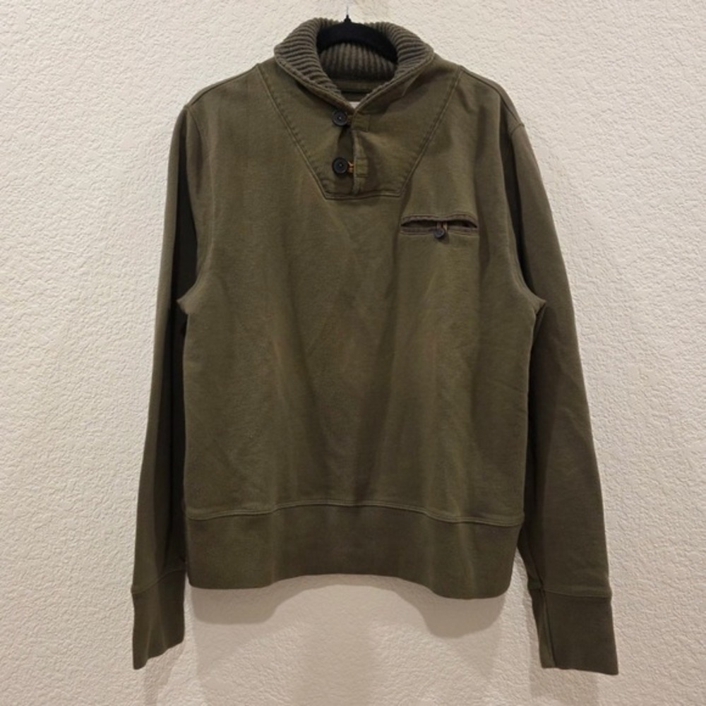 Billy Reid Sweatshirt Men's‎ Size M Green Shawl Collar Heritage Preppy Pullover